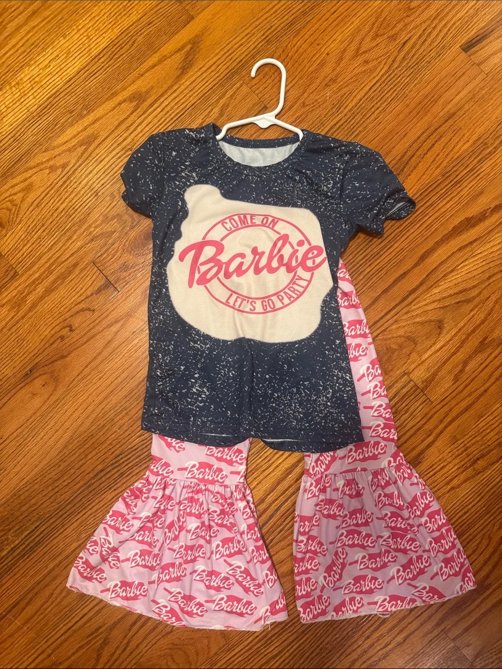 Barbie Navy & Pink Flare Set - Short Sleeve Top & Printed Pants
